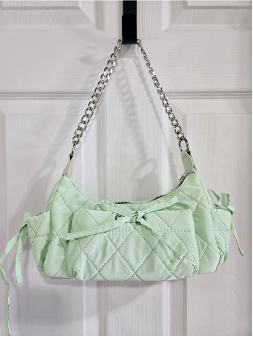 Women's Cider Quilted Shoulder Bag One Size Green Silver